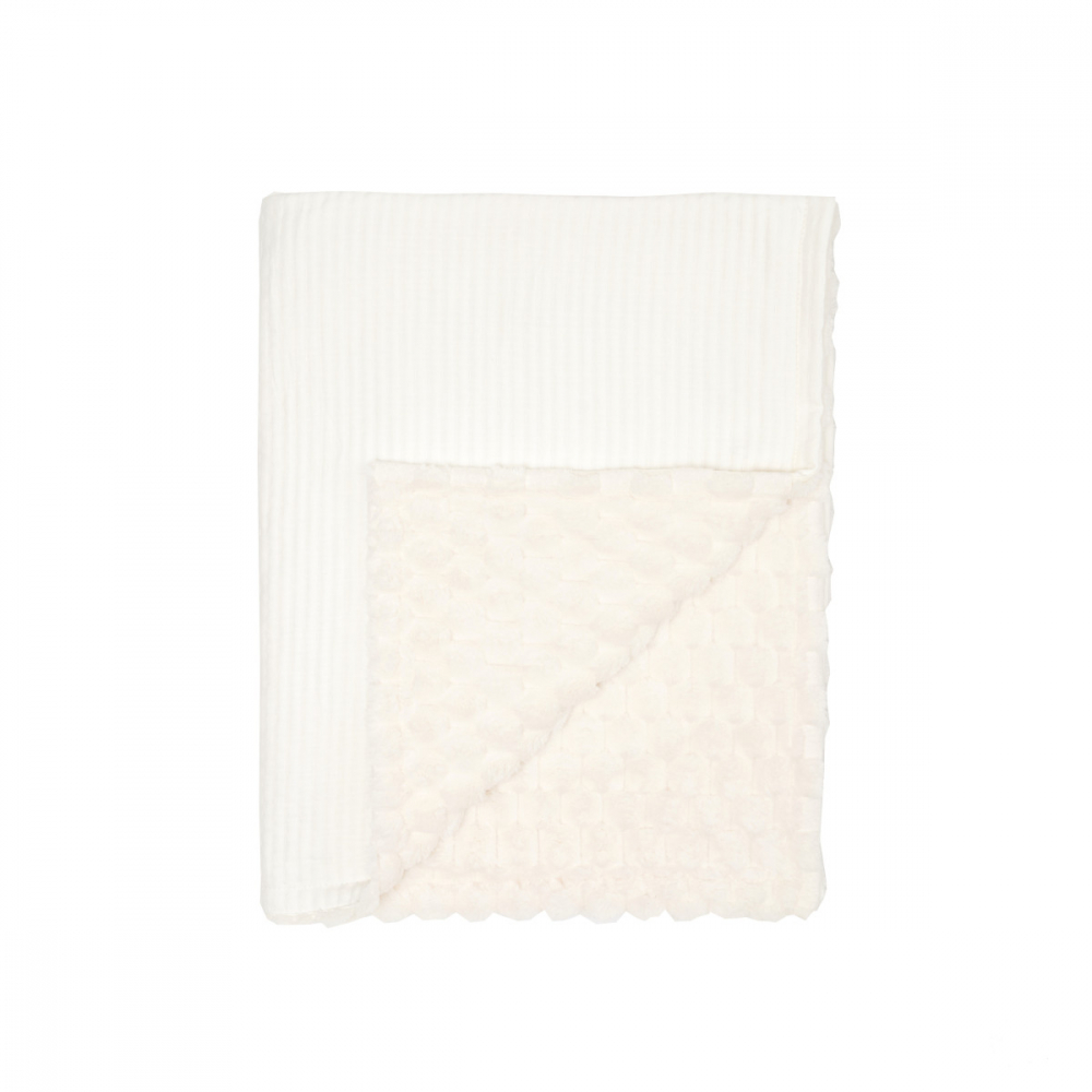 Patura din velur Cotton 3D Twins Alb 100x80 cm