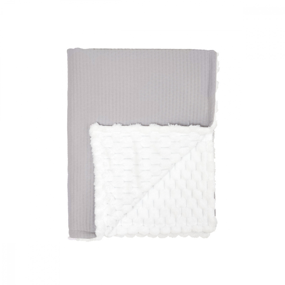 Patura din velur Cotton 3D Twins Gri 100x80 cm