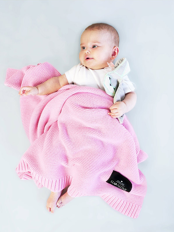 Paturica crosetata din bambus si bumbac Candy Pink 80x100 cm - 1