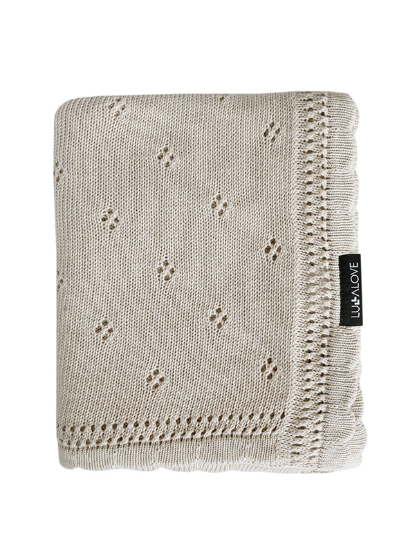 Paturica crosetata din bambus si bumbac model Daisy Coffee 80x100 cm - 1