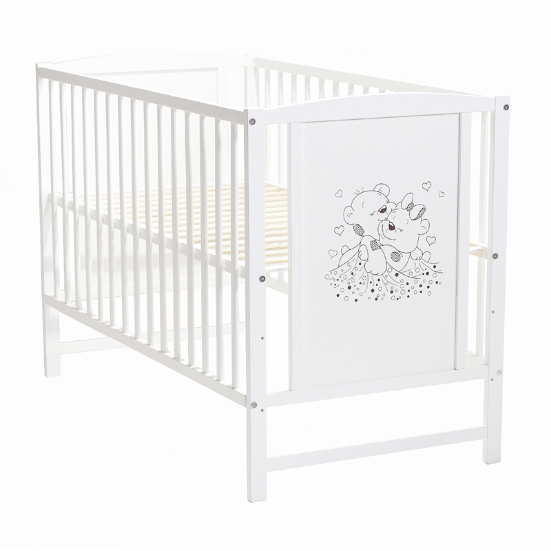 Patut pentru bebelusi 120x60 cm Bears cu laterala detasabila + Saltea Cocos - 1