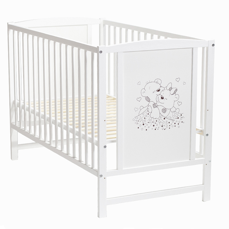 Patut pentru bebelusi 120x60 cm Bears cu laterala detasabila + Saltea Cocos - 2