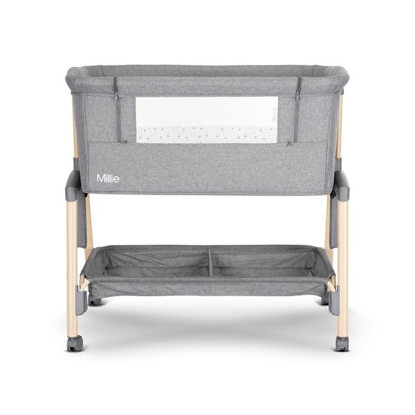 Patut pliabil co-sleeper Lorelli Millie Grey 0 luni+ maxim 9 kg, inaltime reglabila 7 pozitii, sistem antireflux, plasa de tantari, saltea inclusa - 2