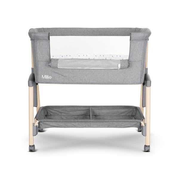 Patut pliabil co-sleeper Lorelli Millie Grey 0 luni+ maxim 9 kg, inaltime reglabila 7 pozitii, sistem antireflux, plasa de tantari, saltea inclusa - 3