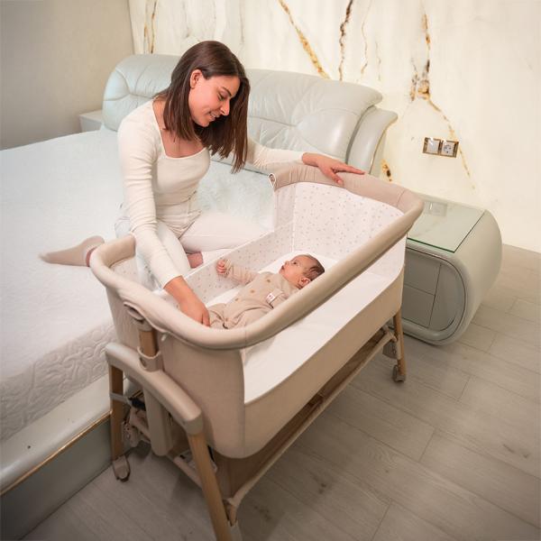 Patut pliabil co-sleeper Lorelli Millie Grey 0 luni+ maxim 9 kg, inaltime reglabila 7 pozitii, sistem antireflux, plasa de tantari, saltea inclusa - 4