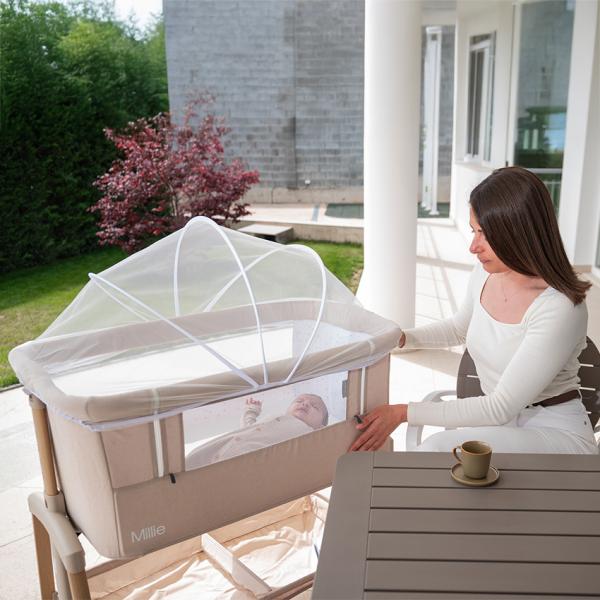 Patut pliabil co-sleeper Lorelli Millie Grey 0 luni+ maxim 9 kg, inaltime reglabila 7 pozitii, sistem antireflux, plasa de tantari, saltea inclusa - 5