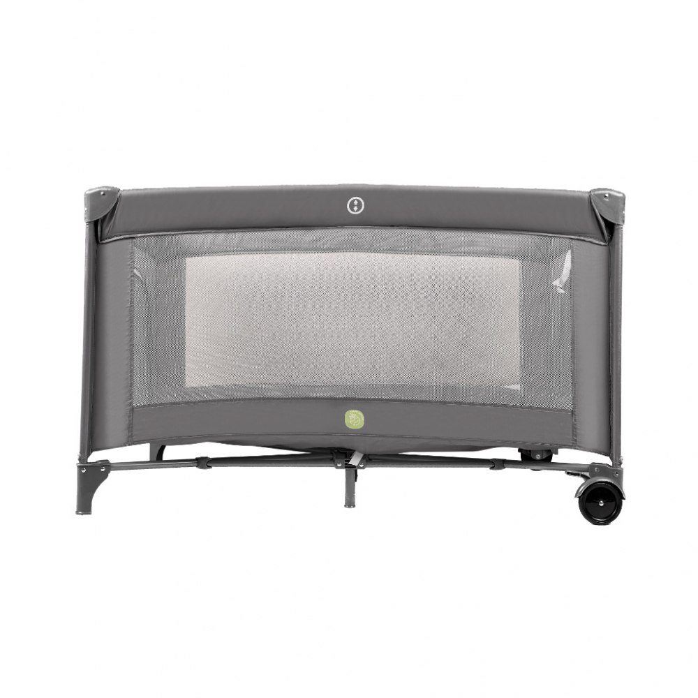 Patut pliabil de calatorie Ikonka Grey pentru copii, cadru din aluminiu, picioare antiderapante si roti cu blocare, buzunar lateral pentru depozitare, saltea pliabila inclusa - 4