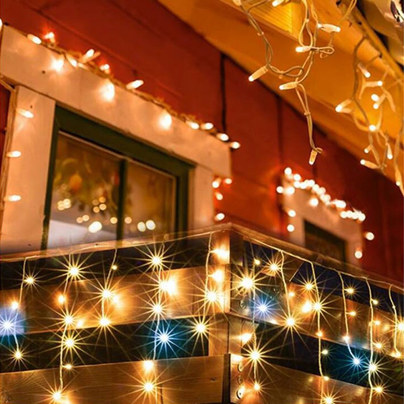 Perdea de lumini, 200 led-uri, tip sloi de gheata, alb cald cu lumina statica, lungime 5 m - 5
