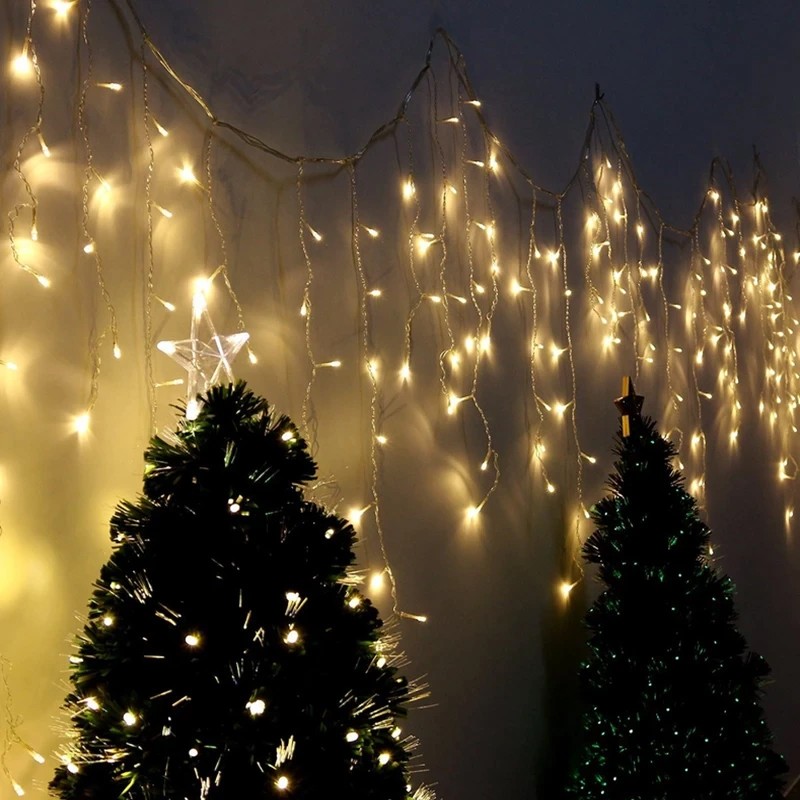 Perdea de lumini, 200 led-uri, tip sloi de gheata, alb cald cu lumina statica, lungime 5 m - 2