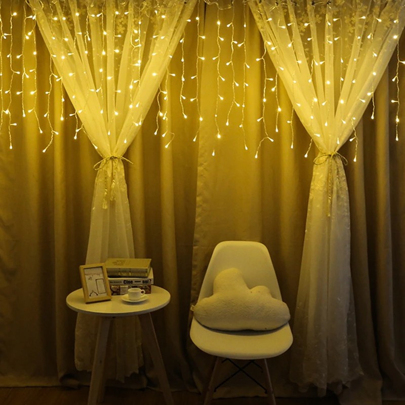Perdea de lumini, 200 led-uri, tip sloi de gheata, alb cald cu lumina statica, lungime 5 m - 3