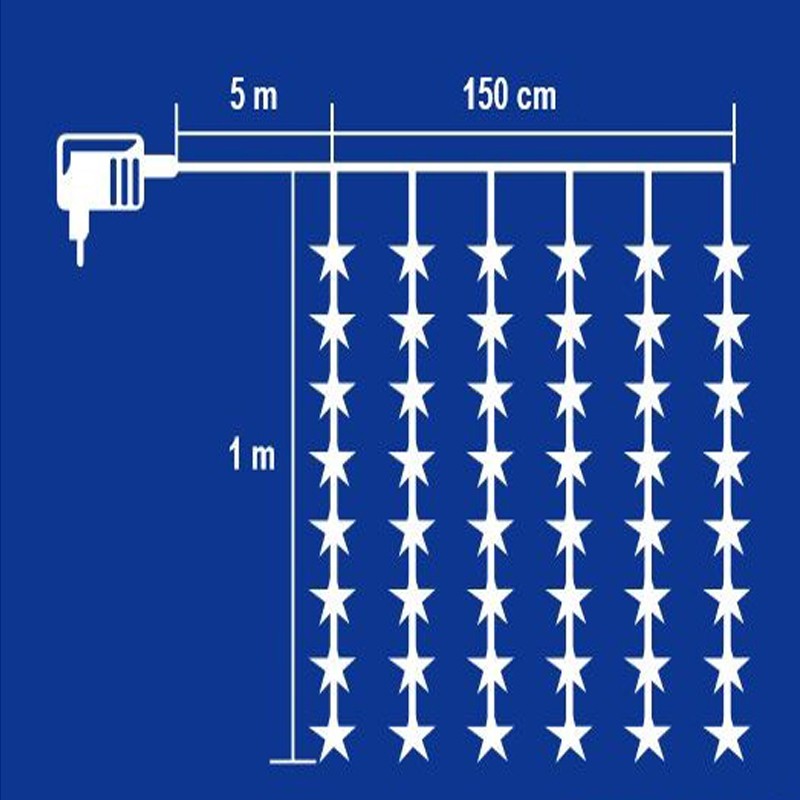 Perdea de stelute luminoase, 48 led-uri, lungime 1.5 m, interior - 1