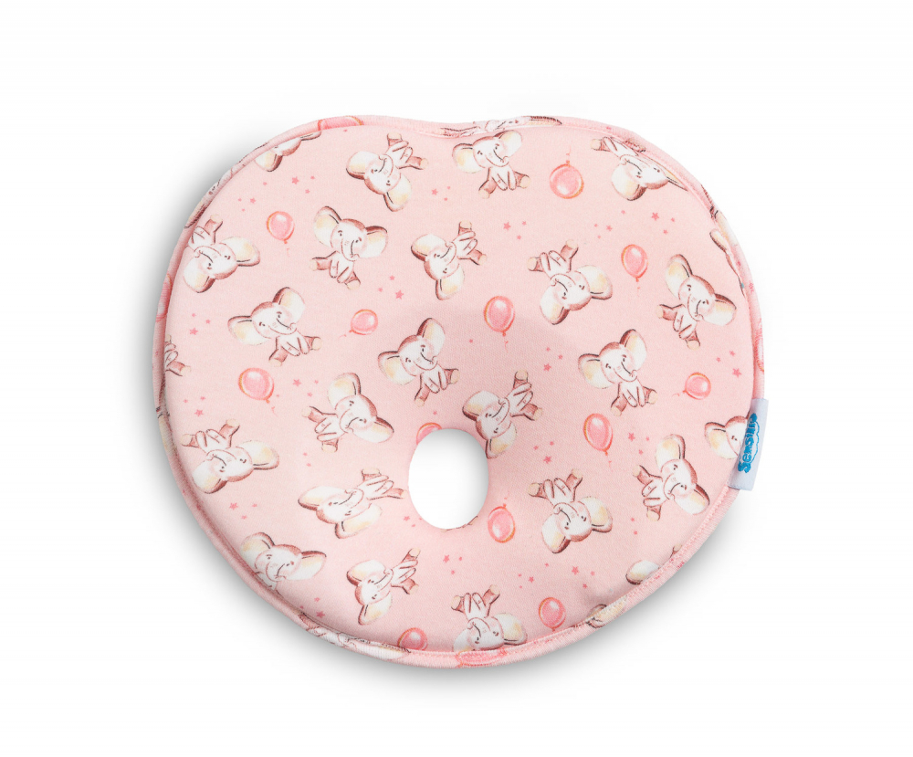 Pernuta ergonomica pentru nou nascuti Sensillo Elephant Pink ajuta la formarea capului,material placut la atingere,potrivita pentru caruciorpatut - 4