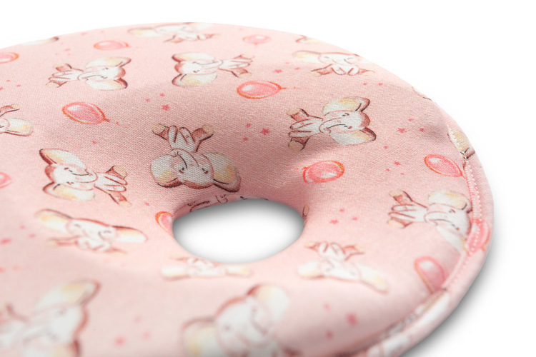 Pernuta ergonomica pentru nou nascuti Sensillo Elephant Pink ajuta la formarea capului,material placut la atingere,potrivita pentru caruciorpatut - 1