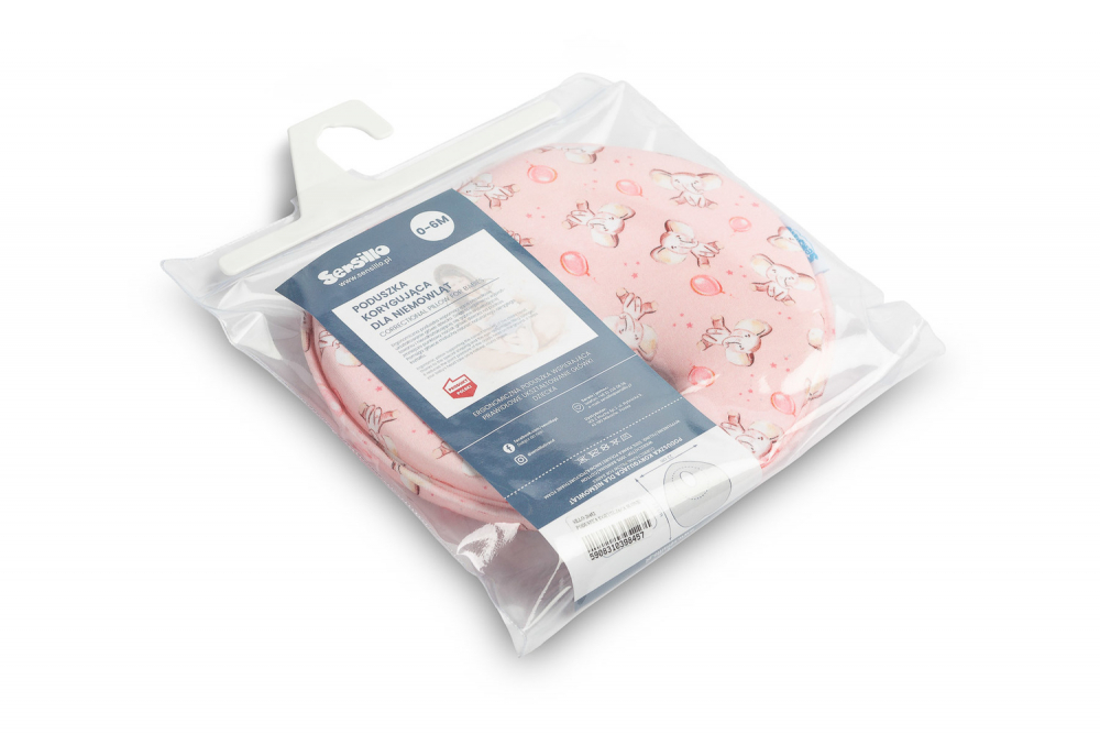 Pernuta ergonomica pentru nou nascuti Sensillo Elephant Pink ajuta la formarea capului,material placut la atingere,potrivita pentru caruciorpatut - 2