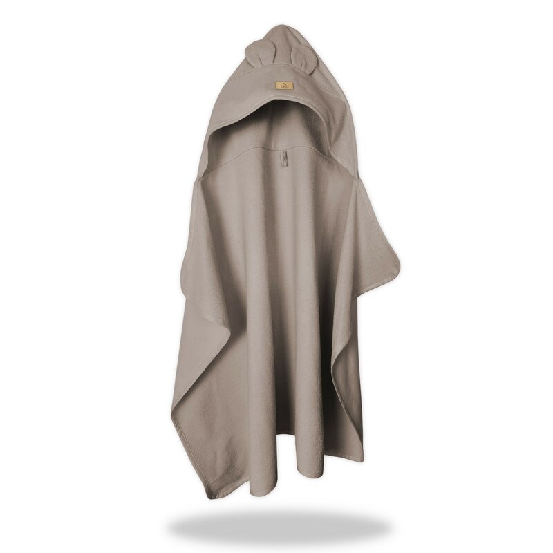 Prosop cu gluga pentru juniori Qmini Mocha, cu urechi si agatatoare, 120x85cm, tricot termo-terry din bambus - 1 | YEO