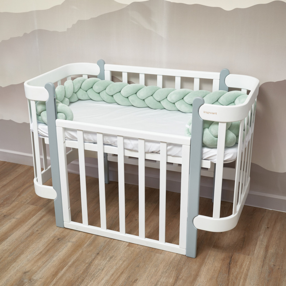 Protectie laterala pentru patut din catifea, impletita, 240 cm Verde - 2 | YEO