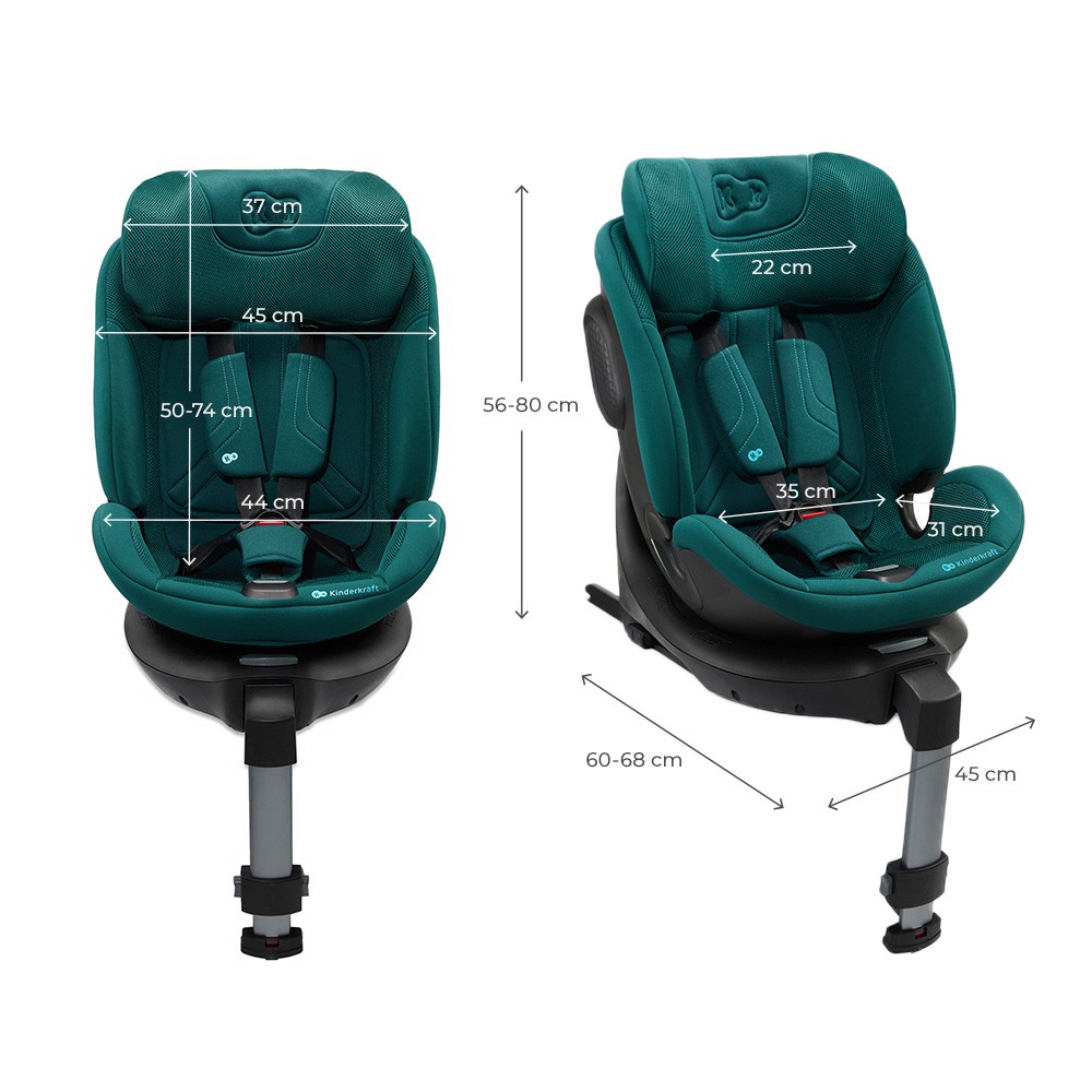 Scaun auto Kinderkraft Xrider 2 Green, i-size, 40-150 cm, rotativ, spatar reglabil, SPS, tetiera ajustabila - 3