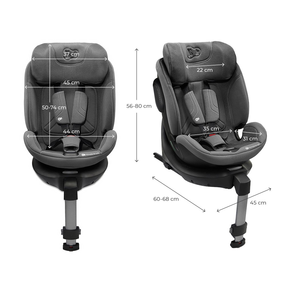 Scaun auto Kinderkraft Xrider 2 Grey, i-size, 40-150 cm, rotativ, spatar reglabil, SPS, tetiera ajustabila - 3