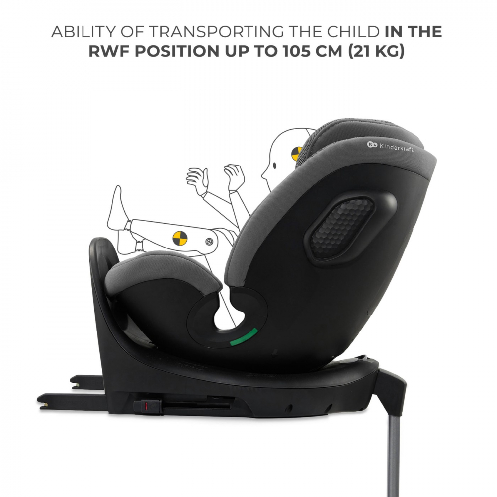 Scaun auto Kinderkraft Xrider 2 Grey, i-size, 40-150 cm, rotativ, spatar reglabil, SPS, tetiera ajustabila - 9