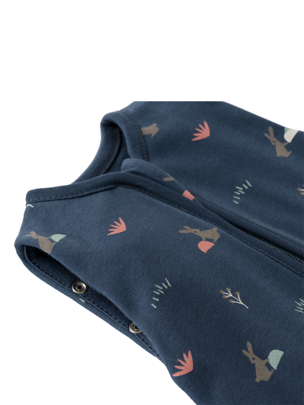Sac de dormit cocon din bumbac organic 0-3 luni model Rabbit Mood Indigo - 1