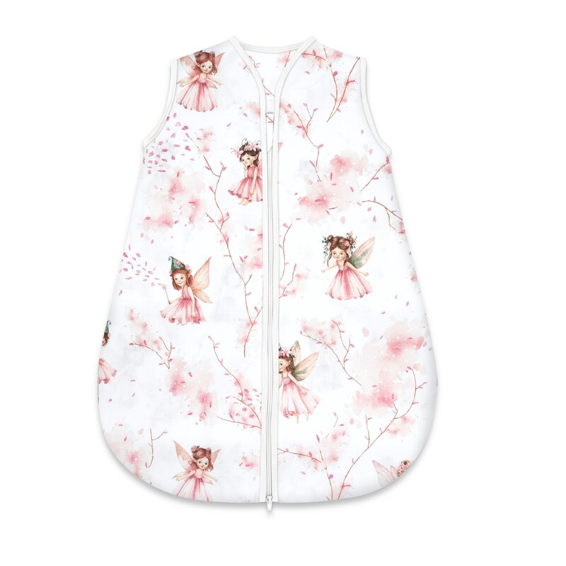 Sac de dormit MimiNu Fairy Pink, de iarna, din bumbac, cu fermoar, 70 cm, 0-6 luni, 2.5 tog - 1