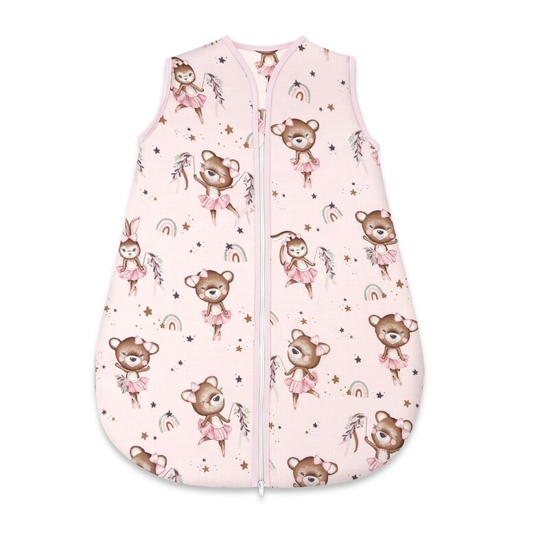 Sac de dormit MimiNu Little Ballerina Pink, de iarna, din bumbac, cu fermoar, 70 cm, 0-6 luni, 2.5 tog - 1