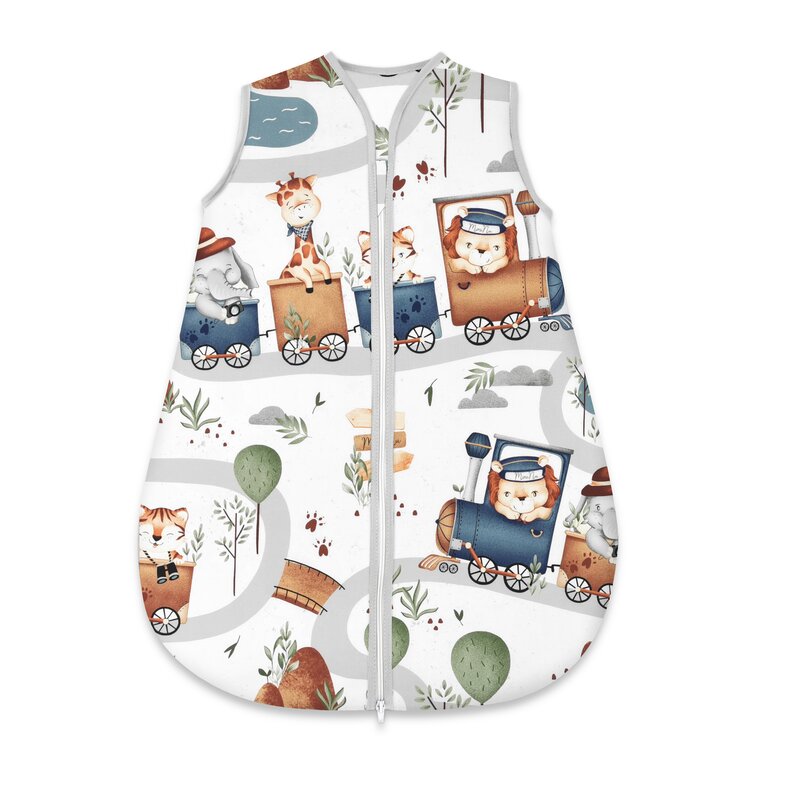 Sac de dormit MimiNu Zoo in train, de iarna, din bumbac, cu fermoar, 70 cm, 0-6 luni, 2.5 tog - 1