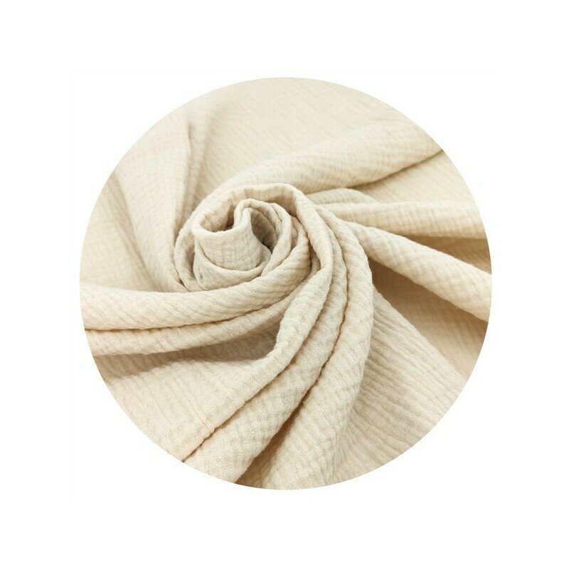 Sac de dormit Qmini Warm Beige cu fermoar, de iarna, din muselina dubla, 70 cm