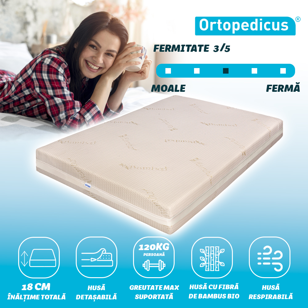 Saltea de pat ortopedica, reversibila, Bio Bambus Medical Strong 190x90x18 cm - 8