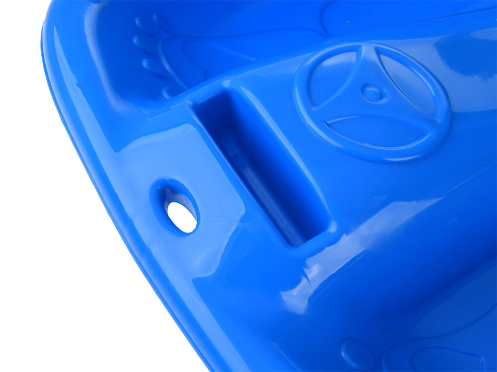 Sanie din plastic pentru copii albastra, din plastic, cu frana dublu-laterala si sfoara pentru tractiune si ghidare - 2 | YEO