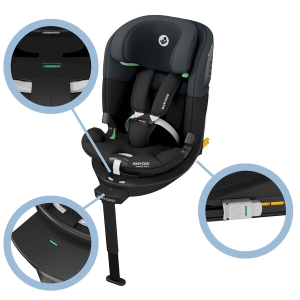 Scaun auto I-Size Maxi-Cosi Emerald 360 S Tonal Black cu isofix, picior de sustinere, rotatie 360, protectie la impact lateral - 4