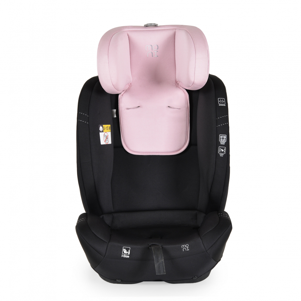 Scaun auto Moni Start Pink certificat I-Size R129,pentru copii 76-150 cm,tetiera reglabila 13 pozitii,centura fixare Top-Tether,pernuta reductor,husa detasabila,jucarie plus si paturica CADOU - 3
