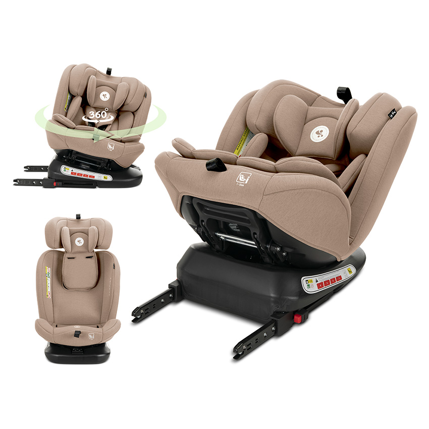 Scaun auto pentru copii i-Size Capella Beige cu isofix, rotativ 360 grade, 0 luni-12 ani, 40-150 cm - 3