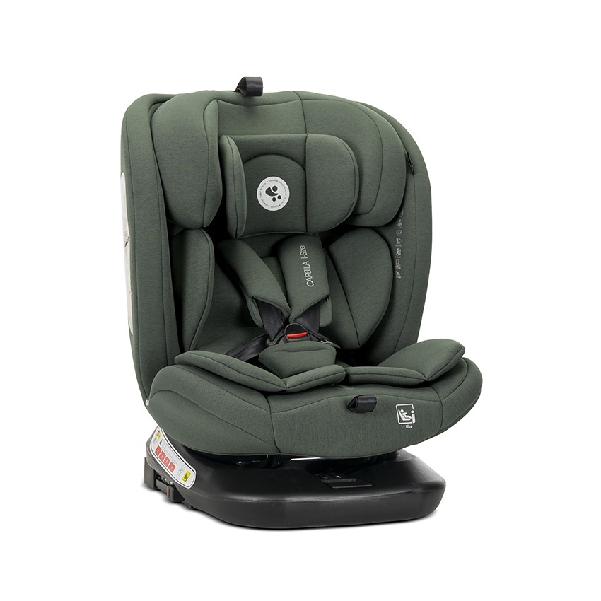 Scaun auto pentru copii i-Size Capella Green cu isofix, rotativ 360 grade, 0 luni-12 ani, 40-150 cm