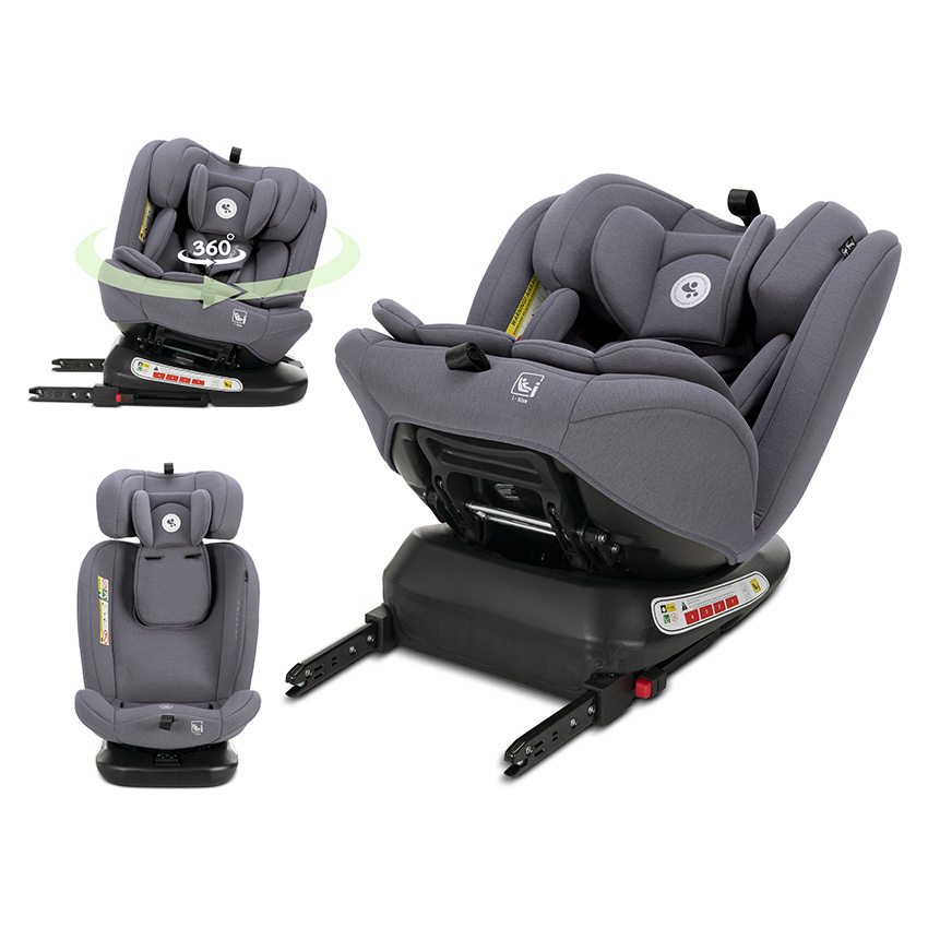 Scaun auto pentru copii i-Size Capella Grey cu isofix, rotativ 360 grade, 0 luni-12 ani, 40-150 cm - 3
