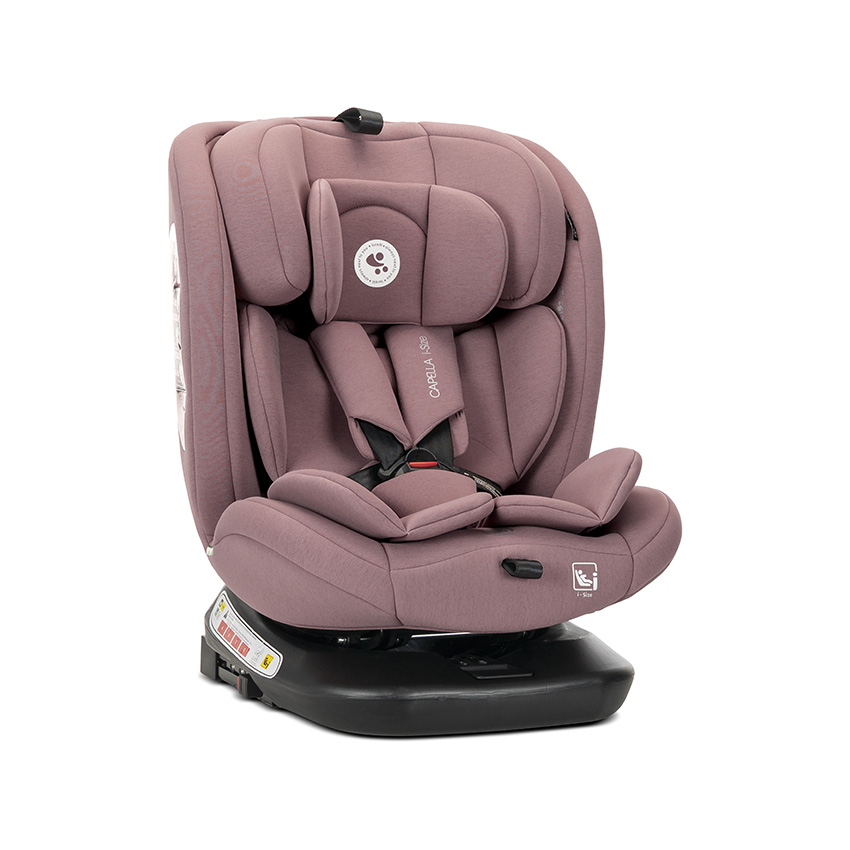 Scaun auto pentru copii i-Size Capella Pink cu isofix, rotativ 360 grade, 0 luni-12 ani, 40-150 cm