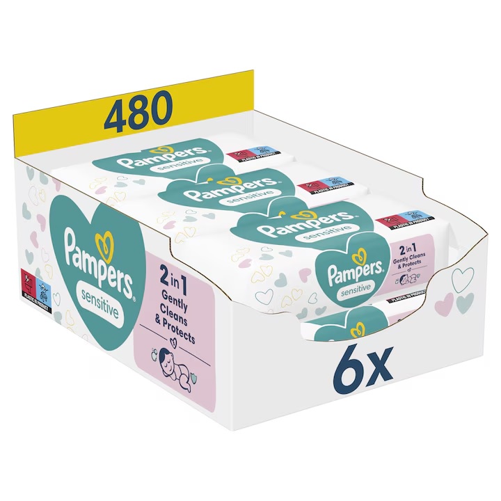 Servetele umede Pampers Sensitive 6 pachete x 80, 480 buc - 8