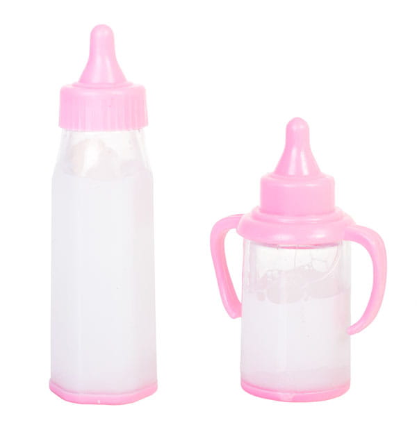 Set 2 biberoane magice Doris pentru hranire papusi, design realistic, functie de disparitie a laptelui