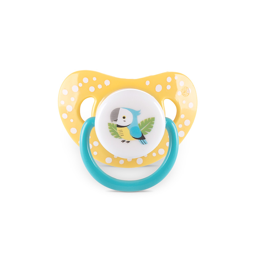 Set 2 suzete din silicon moale cu capac si tetina rotunda 6 luni+ Yellow Blue - 3 | YEO