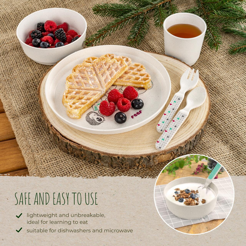 Set 5 piese Reer Growing vesela pentru mancarea copiilor din materiale naturale - 1 | YEO
