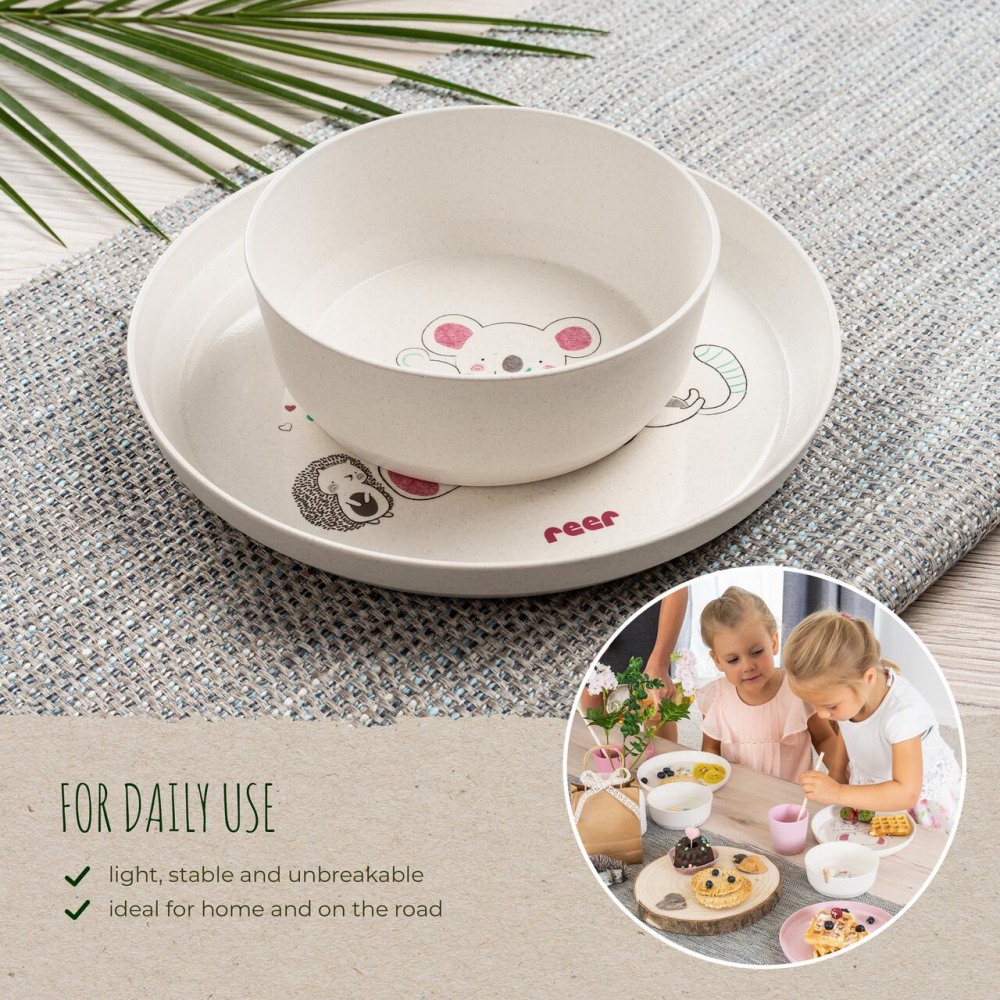 Set 5 piese Reer Growing vesela pentru mancarea copiilor din materiale naturale - 2 | YEO