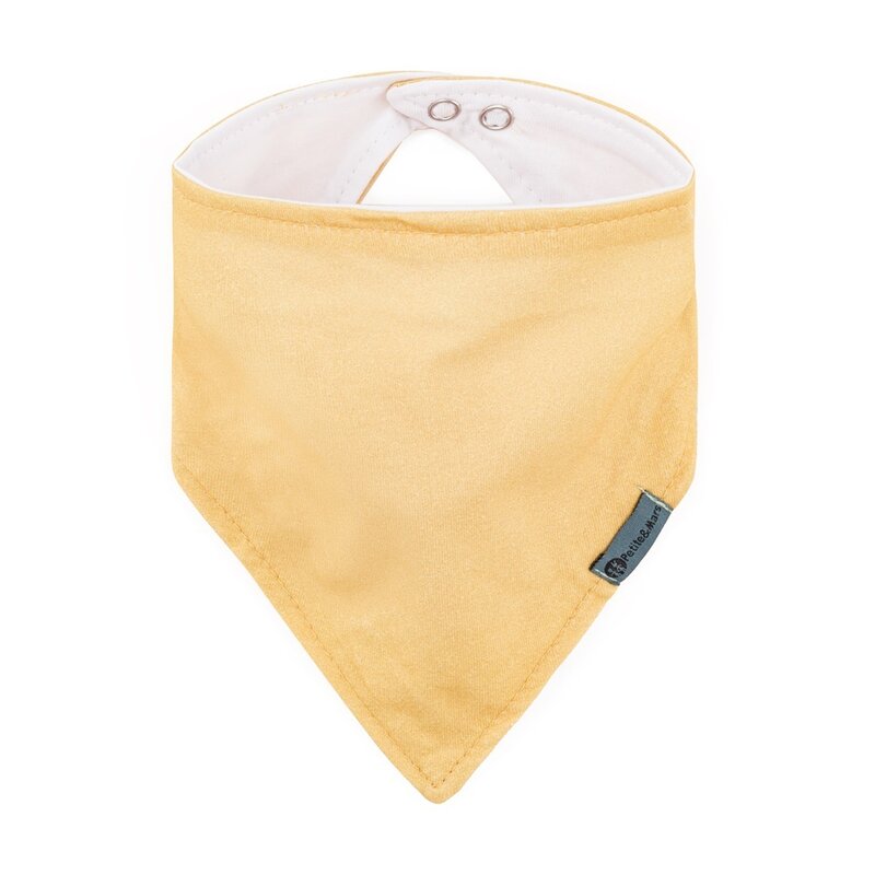 Set bavete bandana PetiteMars Luke BejOcru, 2 bucati, bumbac natural, reglabila cu capse, 3 luni+