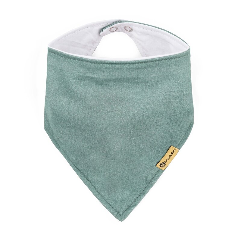 Set bavete bandana PetiteMars Luke BejVerde, 2 bucati, bumbac natural, reglabila cu capse, 3 luni+