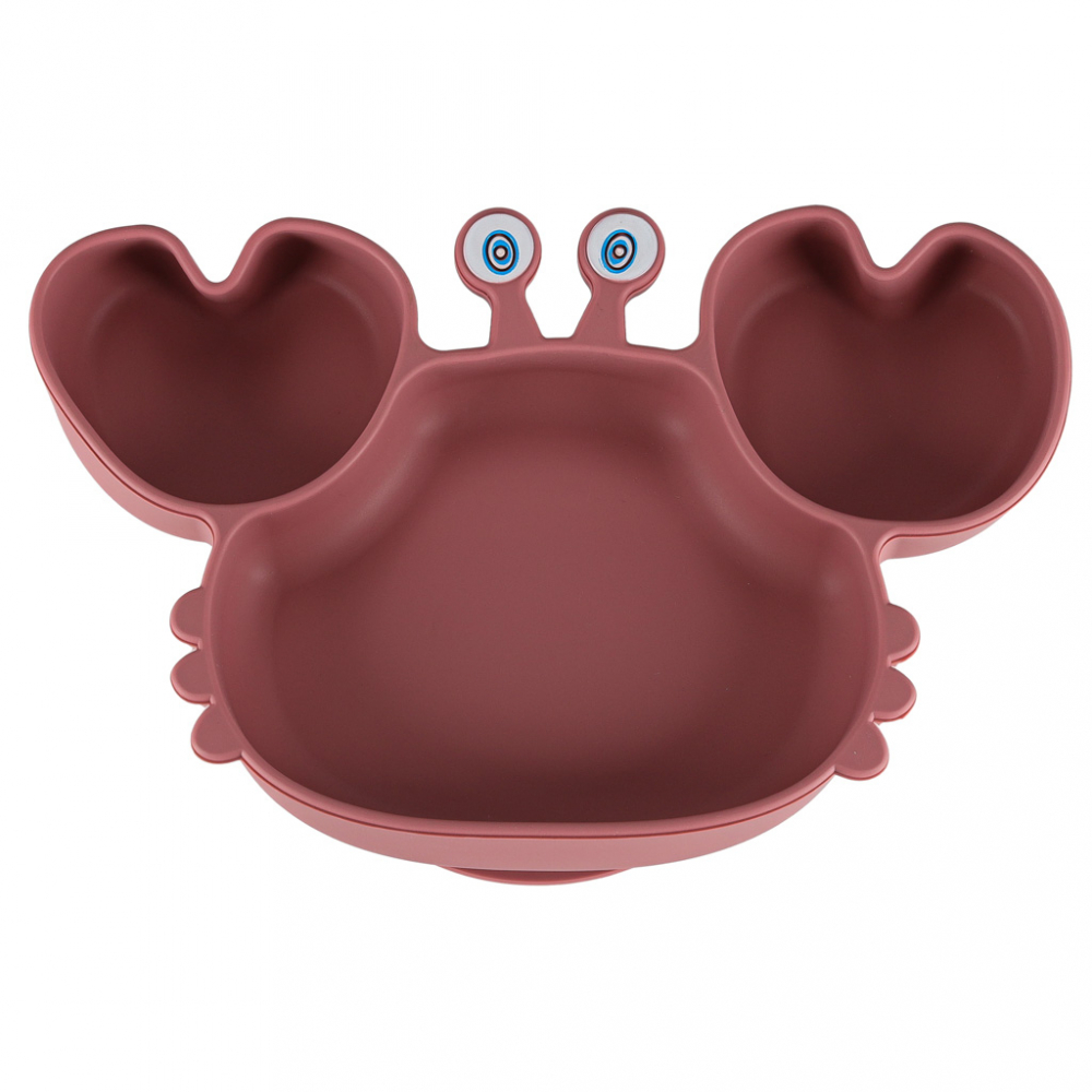 Set complet de hranire copii, Ikonka, cu 9 piese din silicon, pentru diversificare hrana, pink Crab - 1 | YEO