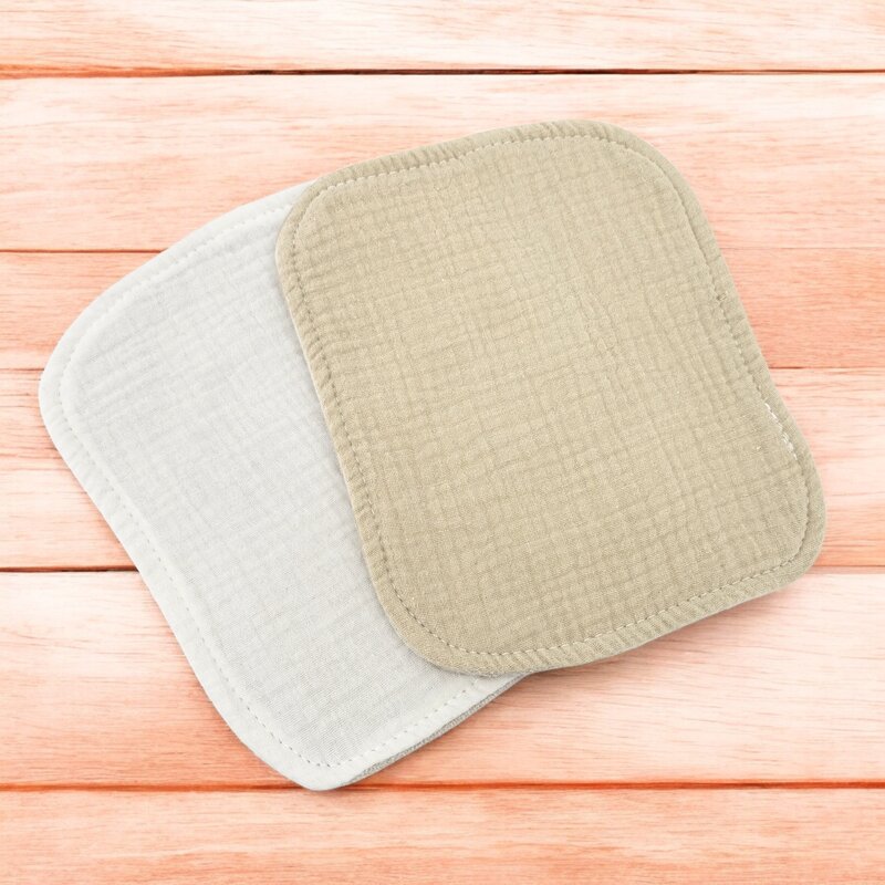 Set de 2 lavete Qmini Beige Cream si Warm Beige pentru ingrijirea corpului bebelusului, din bambus si muselina - 1 | YEO