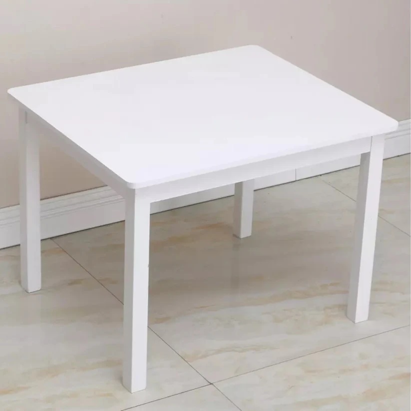 Set masuta cu 4 scaunele din lemn Ginger Home Alb,margini rotunjite,design scandinav elegant,potrivit pentru luat masa,activitati,teme,gradinita,after school - 1 | YEO