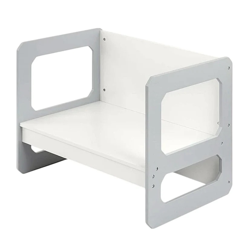 Set masuta cu scaunel tip Montessori bancuta 3in1 Ginger Home AlbGri transformabil ,material MDF,margini rotunjite,suprafata neteda usor de curatat - 5