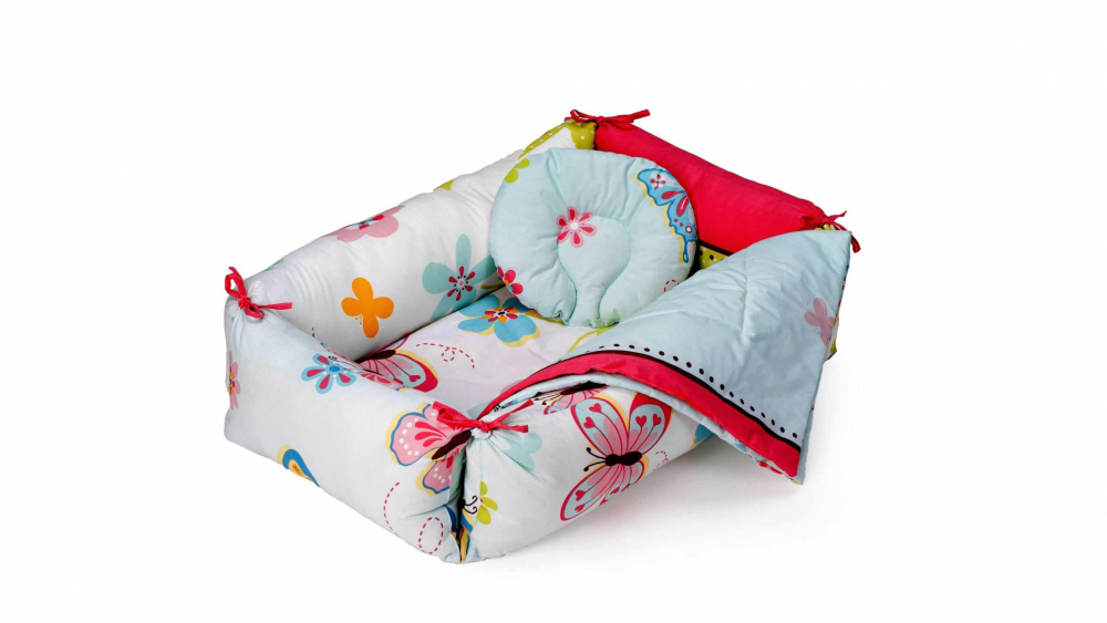 Set reductor beby nest, paturica si pernuta pentru formarea capului bebelusului SomnArt Fluturi - 2