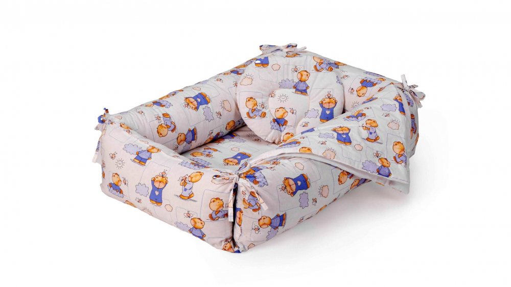 Set reductor beby nest, paturica si pernuta pentru formarea capului bebelusului SomnArt AlbAlbastru - 2