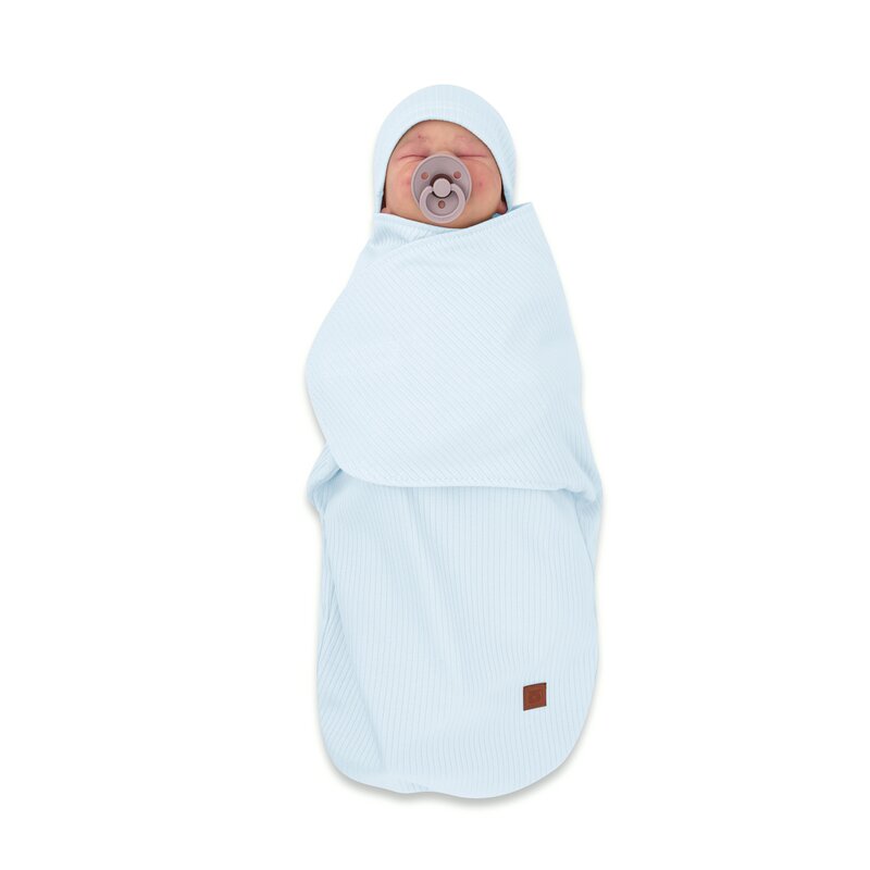 Sistem de infasare si caciulita MimiNu Soft Blue, 0-3 luni, Leo, din bumbac - 1 | YEO